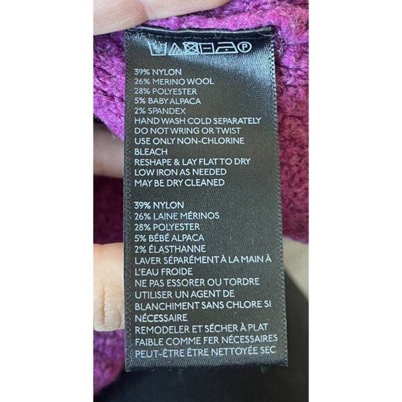 Anthropologie Wool Alpaca Sweater XS Sleeping On Snow Side Slit Fuzzy Purple - Picture 12 of 13